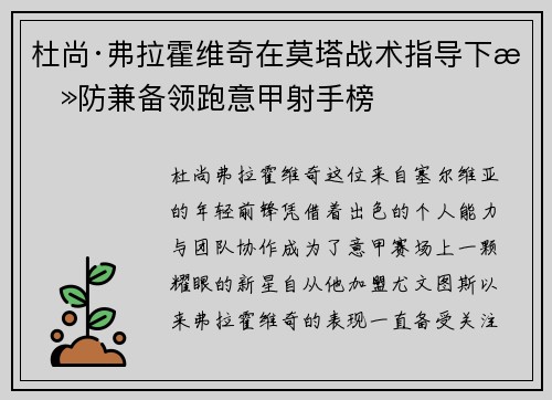 杜尚·弗拉霍维奇在莫塔战术指导下攻防兼备领跑意甲射手榜